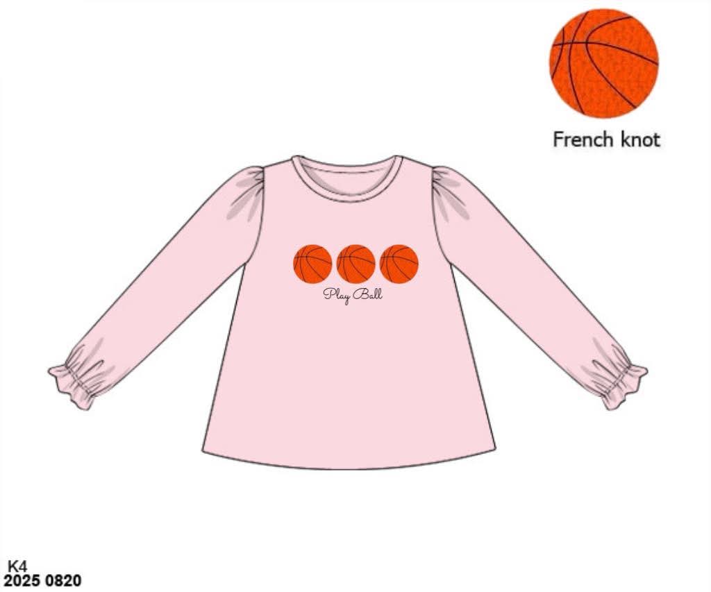 Pre Order 146: Sports- Girls French Knot Basketball Knit Shirt