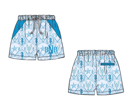 Pre Order 149: August Coast- Dad/Mini Woven Traditional Swim Shorts