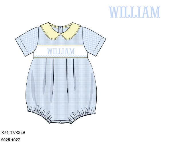 Pre Order 147: Birdie & Blue- Boys Name Smock Woven Bubble