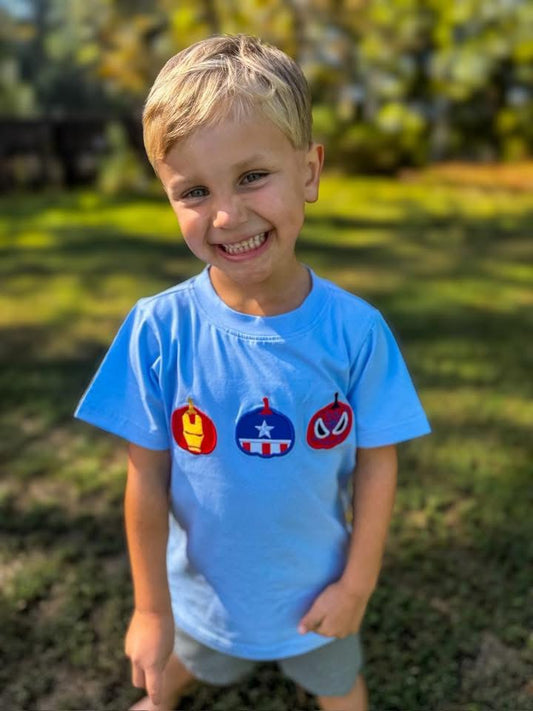 RTS: Halloween Shirt Only- Boys Hero Pumpkins