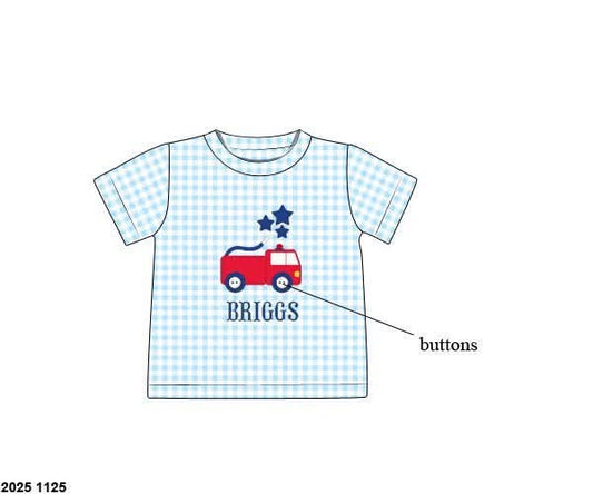 Pre Order 137: RWB Shirt Only- Boys Firetruck Shirt