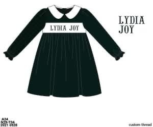 Pre Order 127: Christmas Name Smocks- Green Velvet Dress