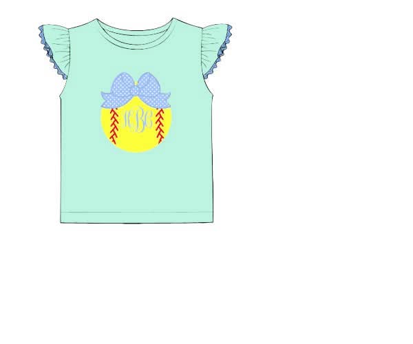 Pre Order 146: Sports- Girls Softball Appliqué Knit Shirt