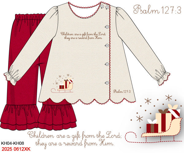 RTS: Heaven Sent- Girls Embroidered Pant Set