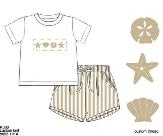 Pre Order 135: Coastal Classic- Boys Smocked Shortie Set