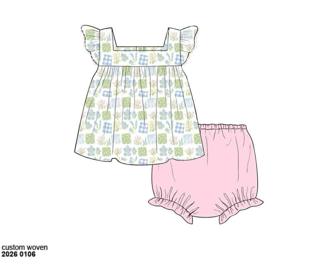 Pre Order 138: Cricket's Garden- Girls Knit Bloomer Set