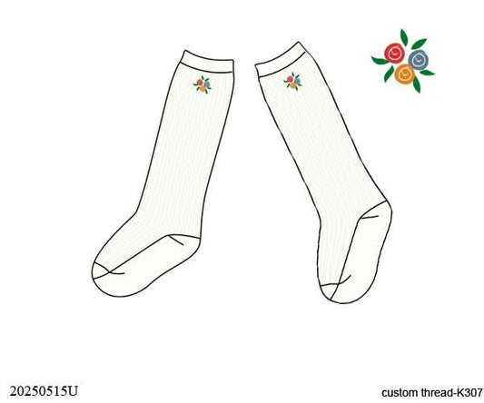 Pre Order 141: Fall Heirloom- Girls Embroidered Socks