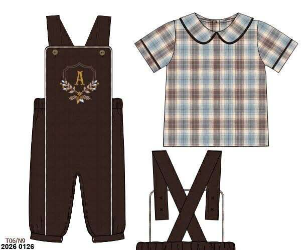 Pre Order 140: Posey & Plaid- Boys 2pc Corduroy Longall