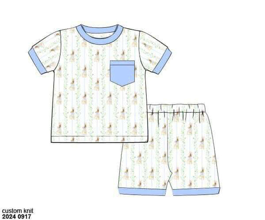 RTS: Snuggle Bunnies- Bunny Grove- Boys Knit 2pc Lounge (No Monogram)