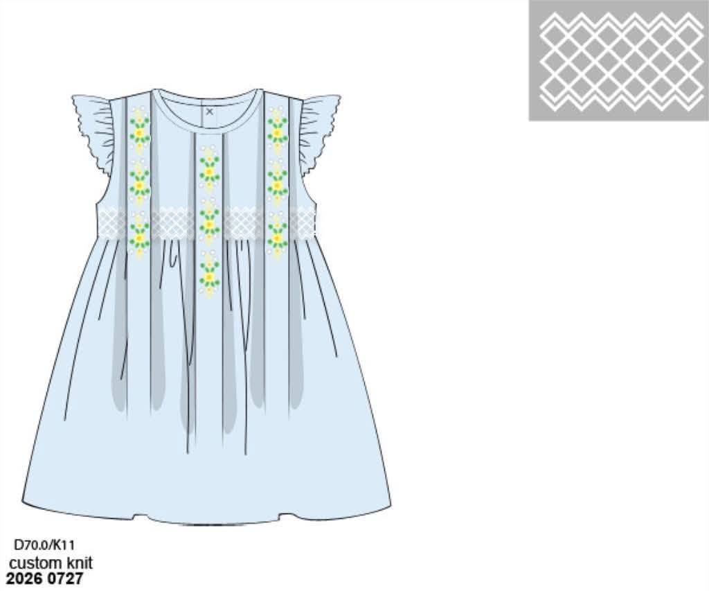 Pre Order 148: Blue Heirloom- Girls Woven Short Dress