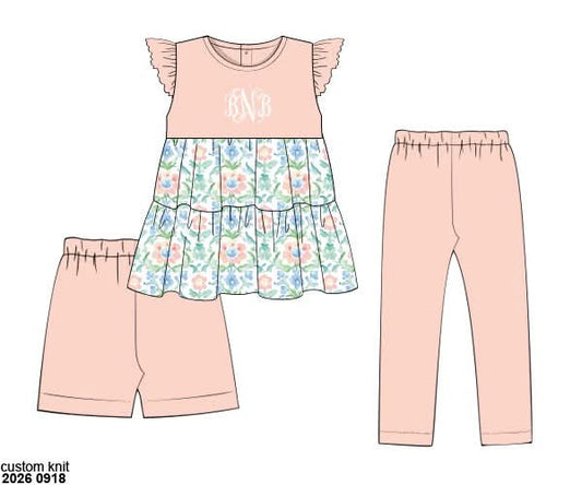 Pre Order 150: Layna Floral & Gingham- Girls 3pc Set