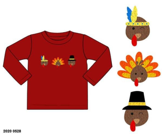RTS- Boy French Knot Pilgrim/Indian Turkey Shirt