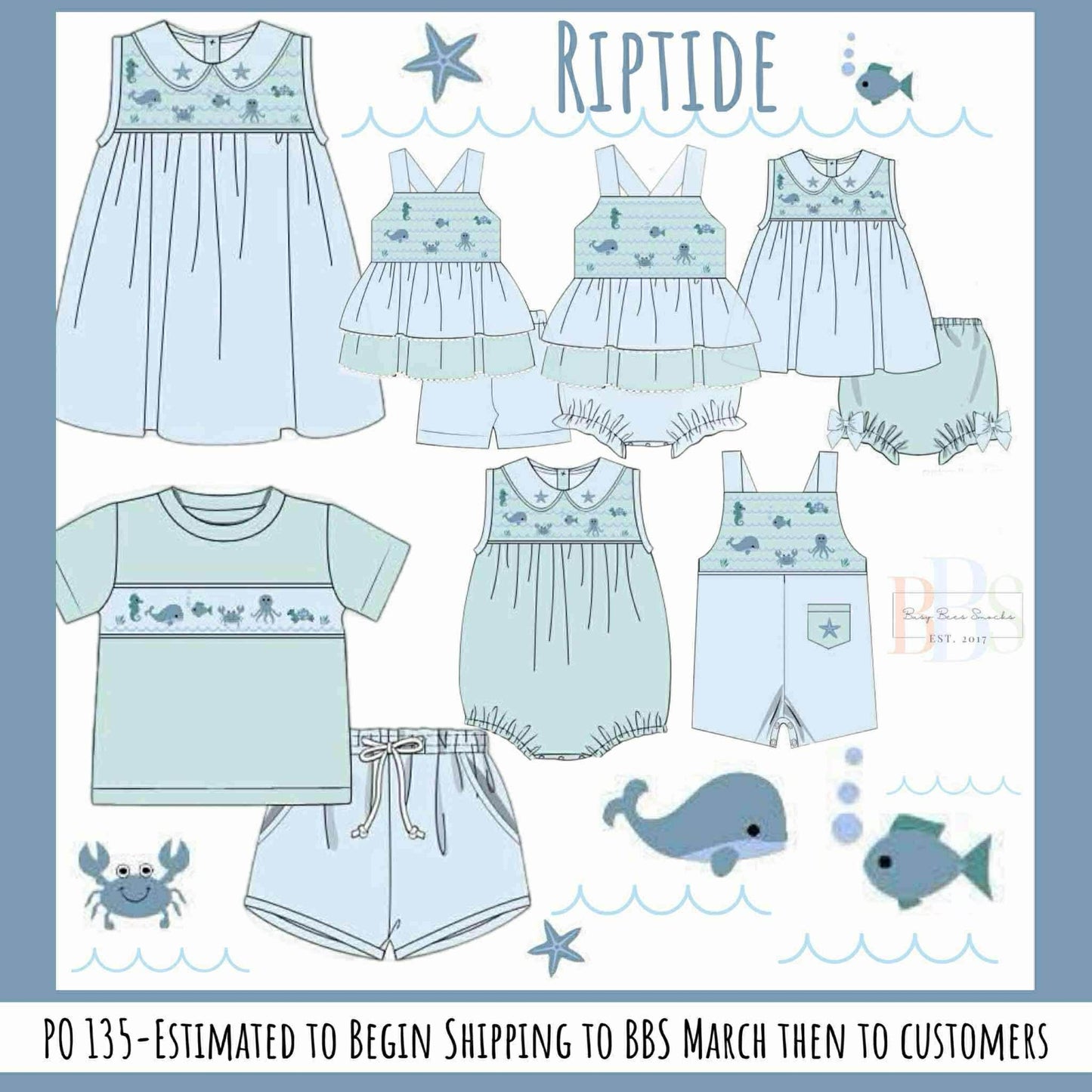 Pre Order 135: Riptide- Girls Smocked Knit Bubble