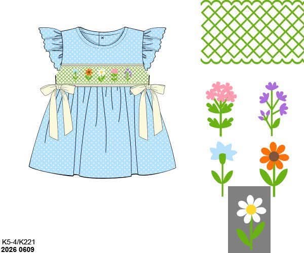 Pre Order 146: Girls Only- Garden Geo Smocked Knit Shirt