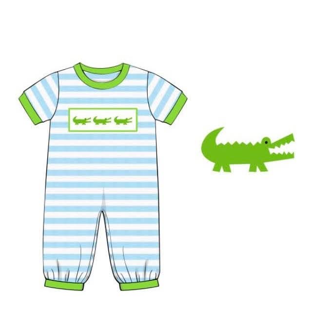 Throwback Pre Order: Alligator Alley- Boys Knit Romper