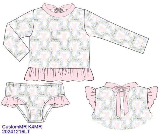 RTS: Chandler Bows- Girls 2pc Rash Guard Swim