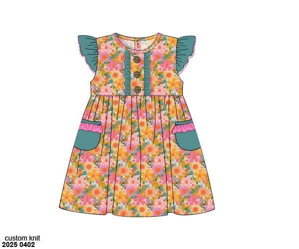 Pre Order 139: Poppy Floral & Plaid- Girls Knit Dress