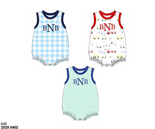 Pre Order 136: 3pc Bubble Pack- Boys Mint Stripe, Blue Gingham, & Transportation