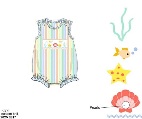 Pre Order 136: Happy As A Clam- Girls Smocked Bubble