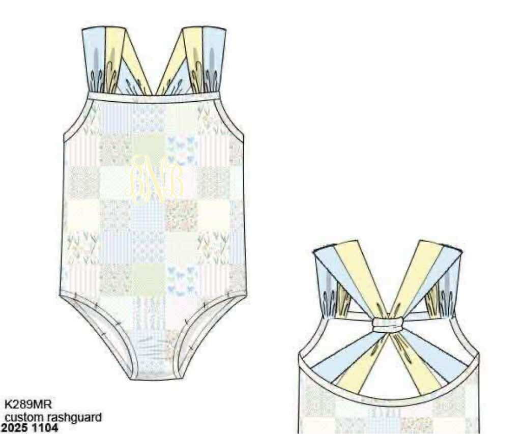 Pre Order 136: Meadow Lane- Girls Rashguard 1pc Swimsuit