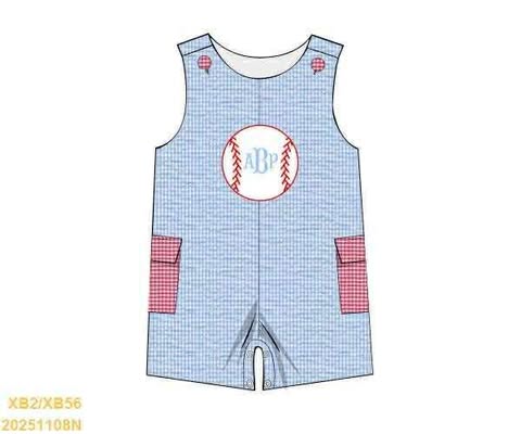 Pre Order 136: Baseball- Boys Appliqué Shortall