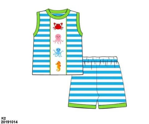 Pre Order 136: Summer Lounge- Boys Sea Animals 2pc Lounge Set