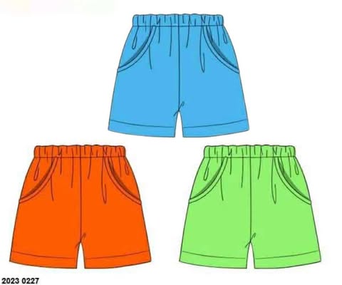Pre Order 136: 3pc Bottom Packs- Boys Lime, Orange, and Aqua Traditional Shorts