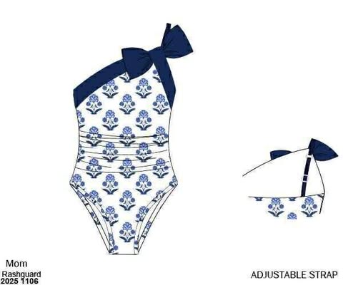 Pre Order 136: Dollop of Navy- Mom Rashguard 1pc Swimsuit
