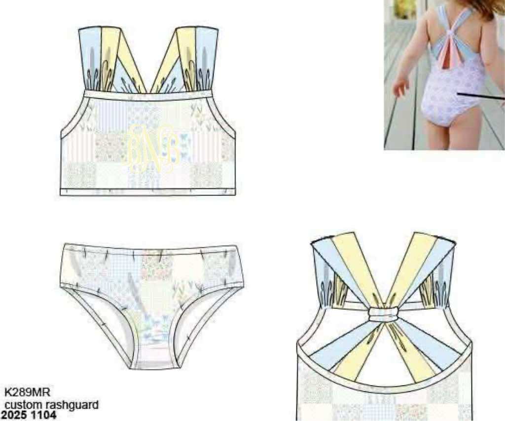 Pre Order 136: Meadow Lane- Girls Rashguard 2pc Swimsuit