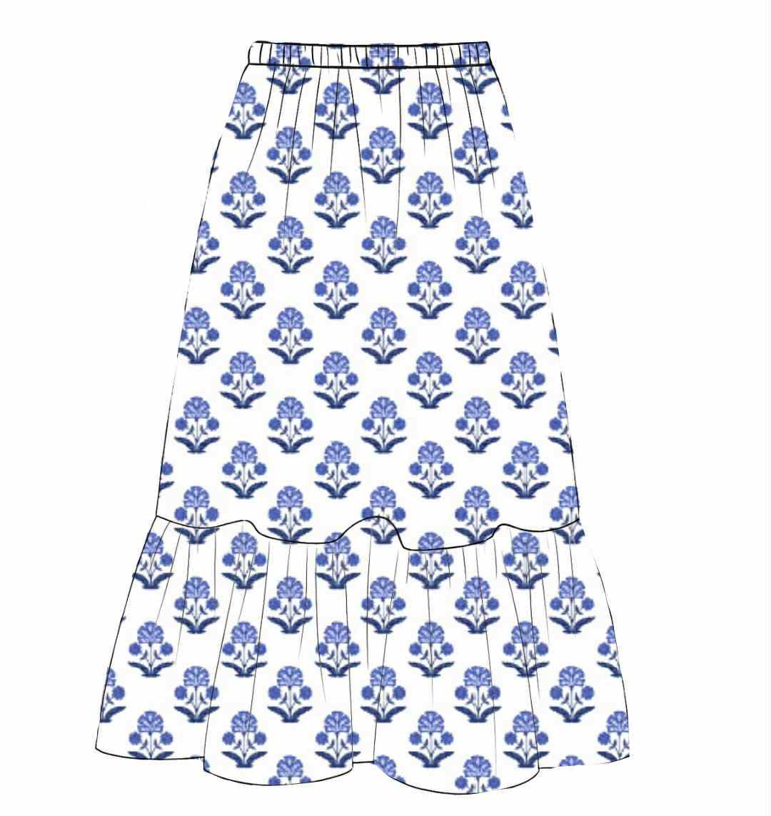 Pre Order 136: Dollop of Navy- Mom/Mini Maxi Woven Skirt