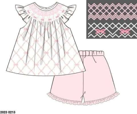 Pre Order 136: Ella Beau- Girls Smocked Short Set