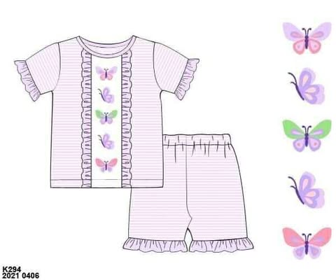 Pre Order 136: Summer Lounge- Girls Butterfly 2pc Lounge Set