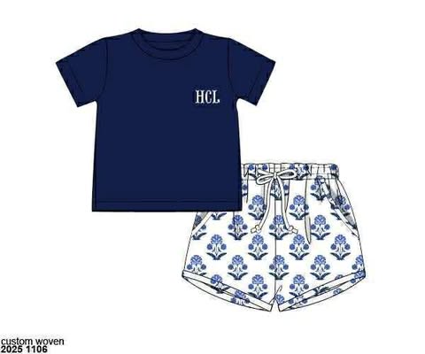 Pre Order 136: Dollop of Navy- Boys Knit Shortie Set