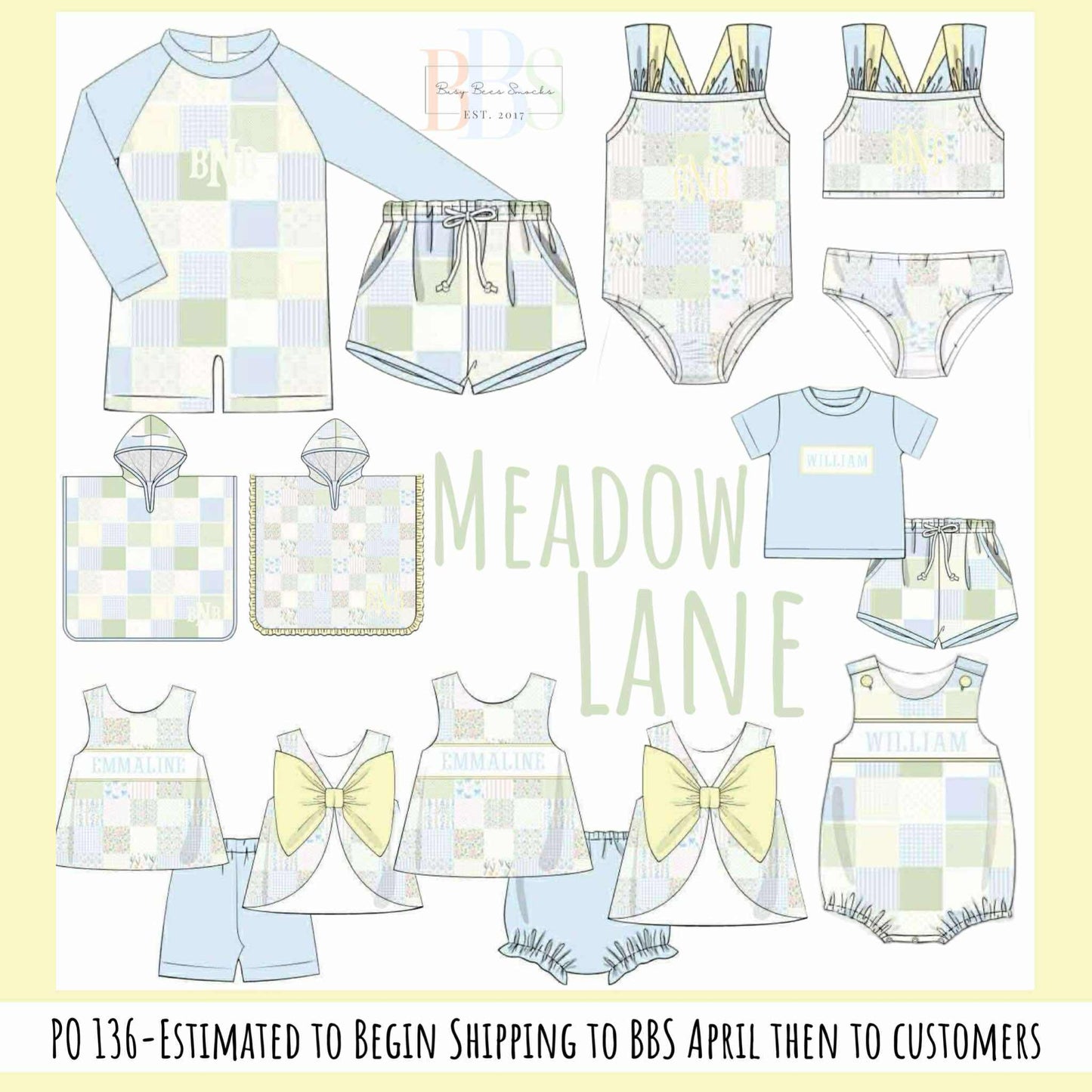 Pre Order 136: Meadow Lane- Boys Knit Name Smock Shortie Set