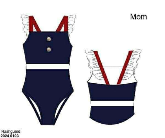 Pre Order 136: Sailors at Sea- Mom 1pc Rashguard Swimsuit