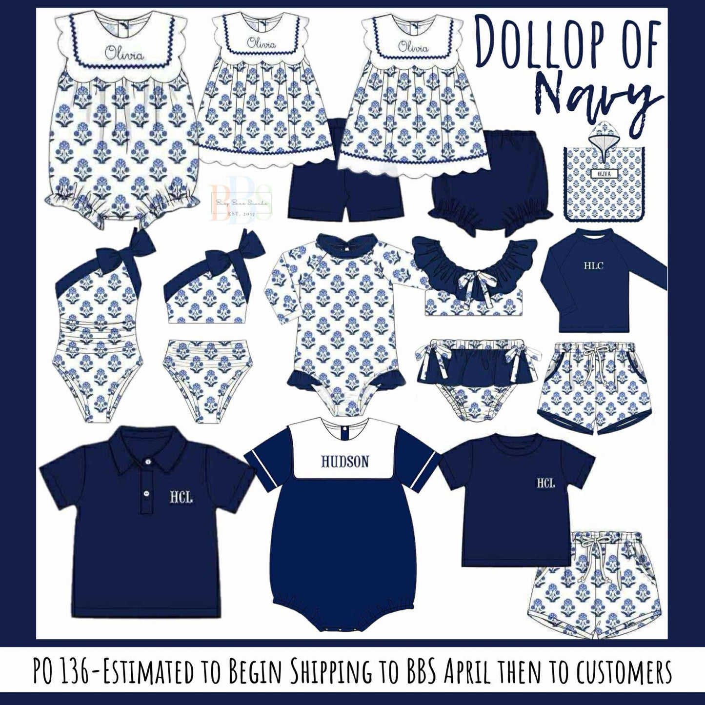 Pre Order 136: Dollop of Navy- Girls Knit Biker Short Set