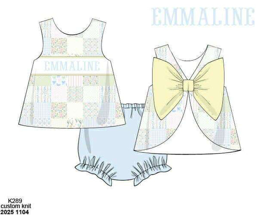 Pre Order 136: Meadow Lane- Girls Name Smock Bloomer Set