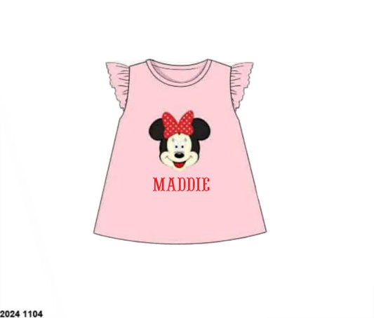 Black Friday Presale: Character Collection- Girls Mouse Appliqué Shirt