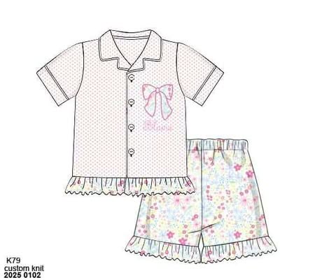 Pre Order 136: Summer Lounge- Girls Jane Floral  2pc Lounge Set