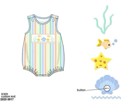 Pre Order 136: Happy As A Clam- Boys Smocked Bubble