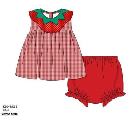 Pre Order 136: Berry Vintage- Girls Woven Bloomer Set