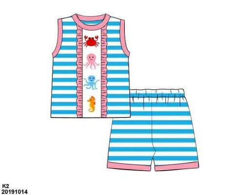 Pre Order 136: Summer Lounge- Girls Sea Animals 2pc Lounge Set