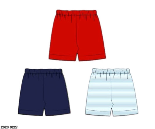Pre Order 136: 3pc Bottom Packs- Girls Red, Navy, & Light Blue Mini Stripe Biker Shorts