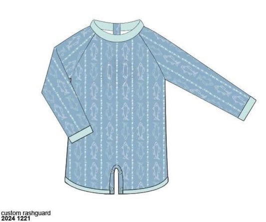 RTS: Tybee Fish- Boys 1pc Rash Guard Swim