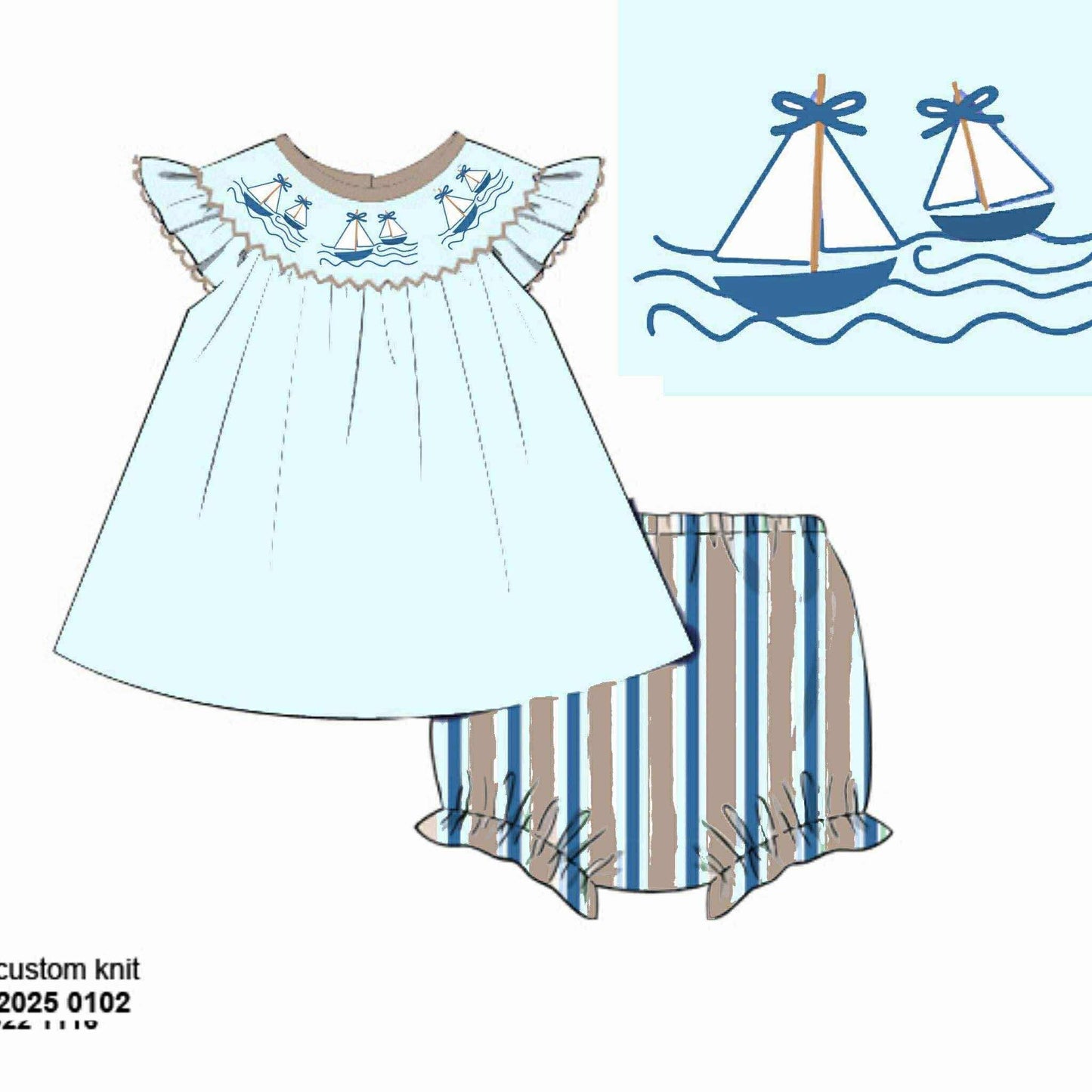 Pre Order 136: Driftwood- Girls Smocked Bloomer Set