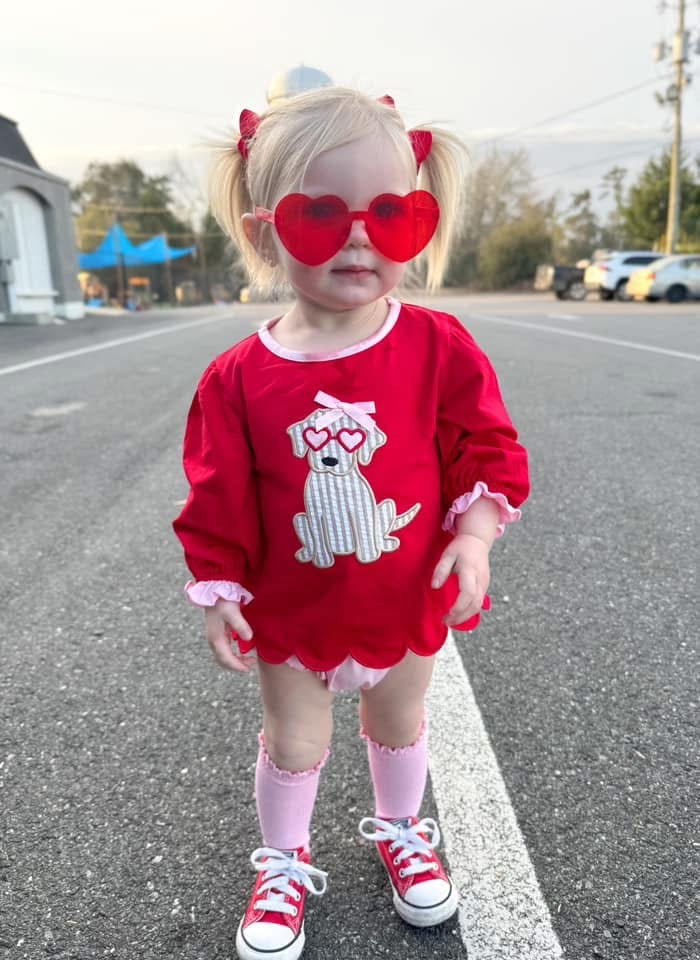 RTS: Valentine Shirt Only- Girls BBS Puppy Knit Shirt