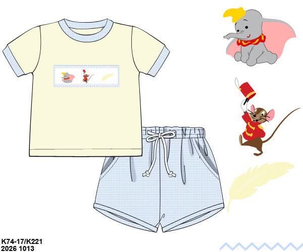 Pre Order 152: Boys Only- Baby Mine Smocked Shortie Set