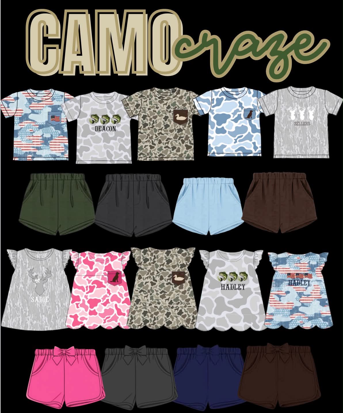 Camo Craze Flash Presale: Solid Bottoms- Boys Dark Brown Shorties