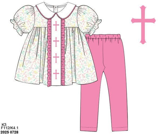 Special Pricing 2.0: Pink & Blue Crosses- Girls Legging Set