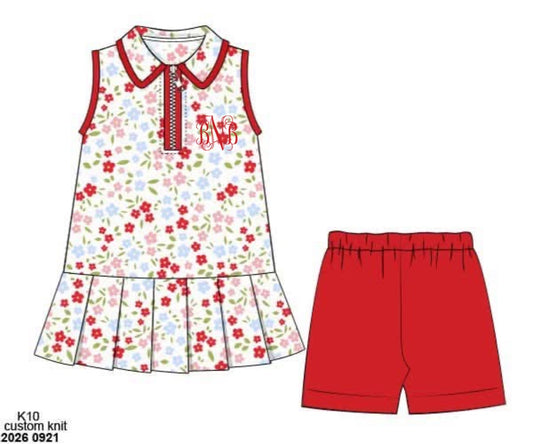 Pre Order 151: Athletic Sets & Polos- Girls Riley Red 2pc Set